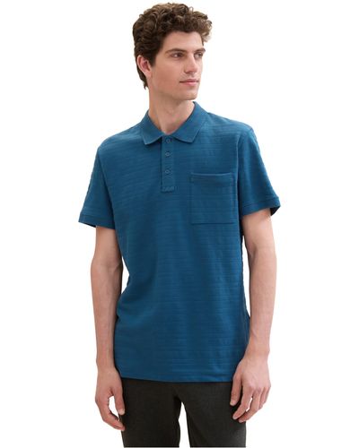 Tom Tailor Basic Poloshirt mit Struktur - Blau