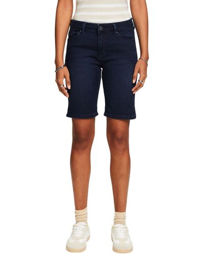Esprit Jeansshorts Jeans-Shorts aus Bio-Baumwoll-Mix - Blau