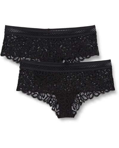 Iris & Lilly Slip Cheeky Hipster con Finiture in Pizzo Donna - Nero