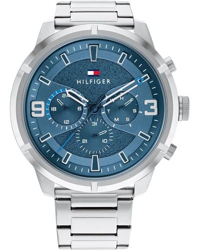 Tommy Hilfiger Multifunction Stainless Steel Case And Link Bracelet Watch - Blue
