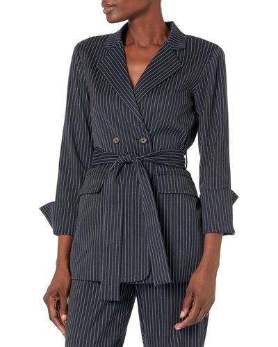The Drop Sky Captain Striped Suiting Blazer By @signedblake - Blue