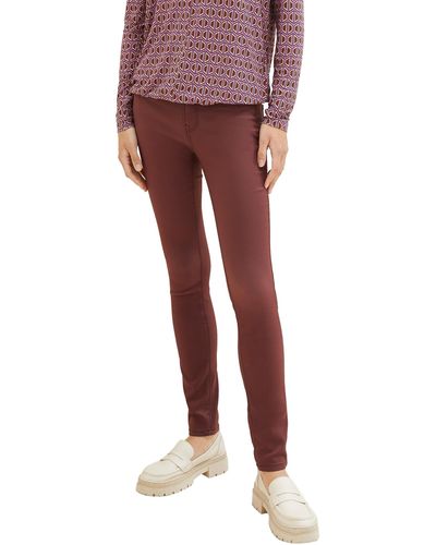 Tom Tailor 1038522 Alexa Skinny Jeans in Leder-Optik - Rot