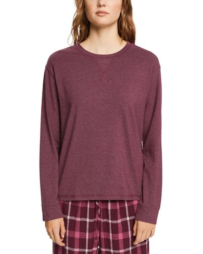 Esprit Cosy Melange Sus Long Sleeve Shirt Pyjama Top - Purple