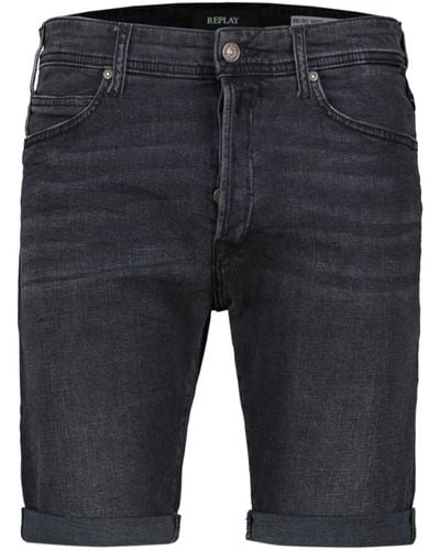 Replay Pantaloncini in Jeans Uomo RBJ 901 Tapered Fit Elasticizzati - Blu
