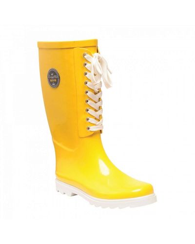 Regatta Bayeux S Lace Up Waterproof Wellies Wellington Boots - Yellow