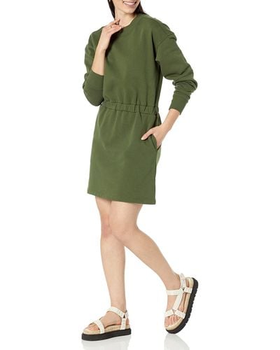 Amazon Essentials Vestido tipo sudadera con cintura ajustada - Verde