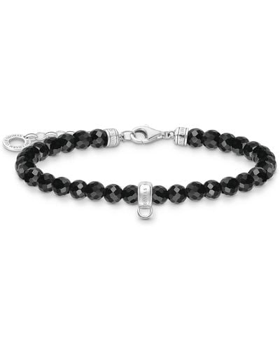 Thomas Sabo Charm-Armband mit schwarzen Onyx-Beads 925 Sterlingsilber A2097-130-11