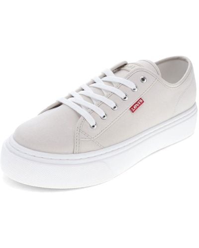 Levi's S Dakota Synthetic Suede Lowtop Casual Lace Up Trainer Shoe - White