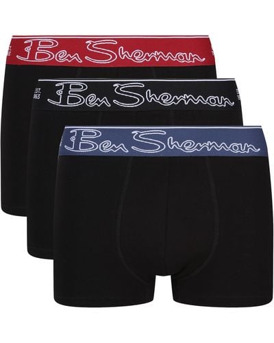 Ben Sherman Boxershorts in Schwarz | Trunks aus weicher Baumwolle mit kontrastierendem elastischem Bund | Bequeme und