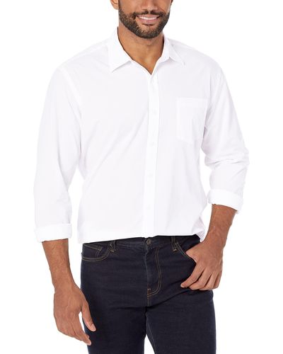 Amazon Essentials Regular-fit Long-Sleeve Stretch Oxford Shirt with Pocket Chemise - Blanc