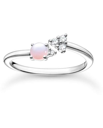 Thomas Sabo Ring Pfeil opalfarbener Stein rosa schimmernd 925 Sterlingsilber TR2345-166-7 - Weiß
