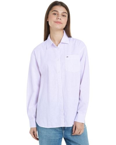 Tommy Hilfiger Blusa Donna Stripe Linen Shirt Camicetta - Bianco