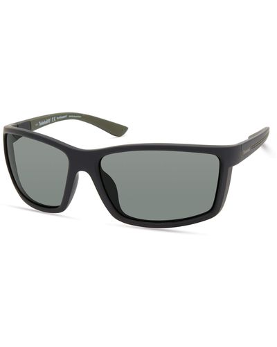 Timberland Tba9273 Polarized Rectangular Sunglasses - Black