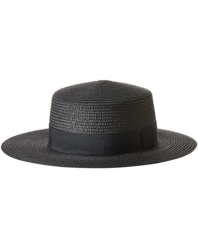 The Drop Santorini Straw Boater Hat,black