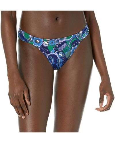 Amazon Essentials Costume con Slip Bikini con Fascia Laterale Donna - Blu