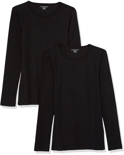 Amazon Essentials Slim-fit Layering Long Sleeve Knit Rib Crew Neck - Black