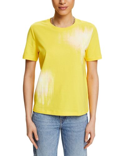 Esprit Baumwoll-T-Shirt mit Grafikprint - Gelb