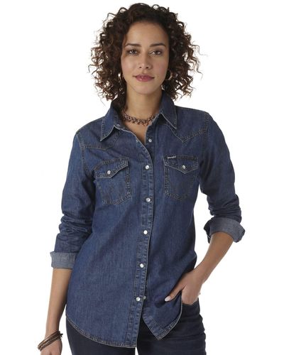 Wrangler Western Langen Ärmeln - Blau