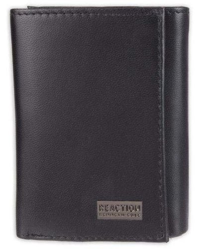 Kenneth Cole Rfid Genuine Leather Slim Trifold With Id Window And Card - Black