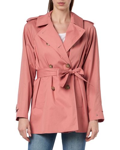 Tommy Hilfiger Tel Cotton Short Trench Trenchcoat - Pink