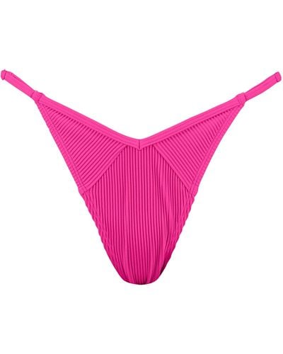 PUMA Ribbed Tanga Bikini Bottoms - Pink