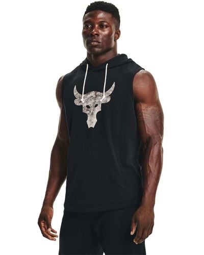 Under Armour Project Rock Terry Sleeveless Hoodie - Black