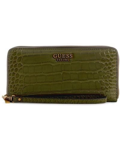 Guess Laurel Slg Large Zip Around L Olive - Groen