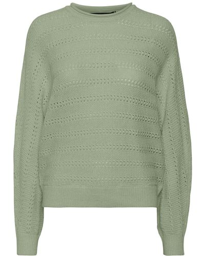 Vero Moda VMTWIG LS O-Neck Batwing GA Pullover - Grün