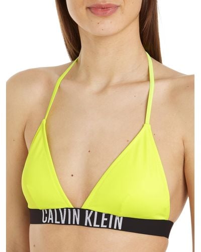 Calvin Klein Top de Bikini Tipo Bralette para Atar para Mujer - Amarillo