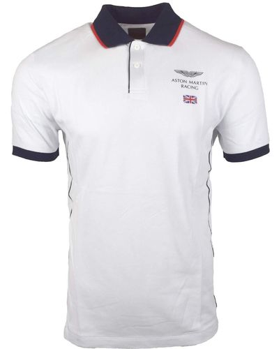 Hackett White Aston Martin Racing Logo Polo Shirt Hm562679 - Xl