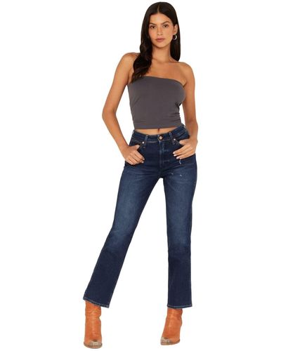 Wrangler Women's Wild West Dark Wash High Rise Stretch Straight Jeans - 112322853, Blue, 30