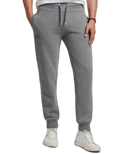Superdry Pantalon de jogging vintage en coton bio avec logo brodé pour homme - Gris