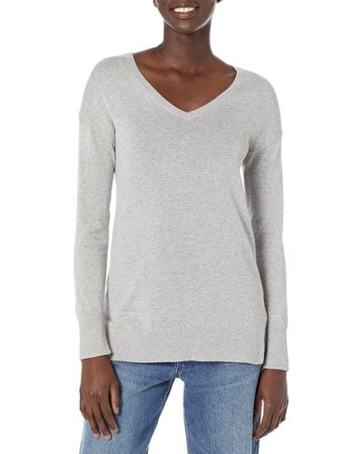Amazon Essentials Jersey ligero tipo túnica con cuello en V para mujer - Gris