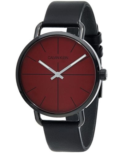 Calvin Klein Analog Quarz Uhr mit Echtes Leder Armband K7B214CP - Rot