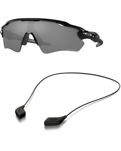 Oakley Oo9208 Sunglasses Bundle: Oo 9208 Radar Ev Path 920852 Polished Black And Medium Black Leash Accessory Kit - Grey