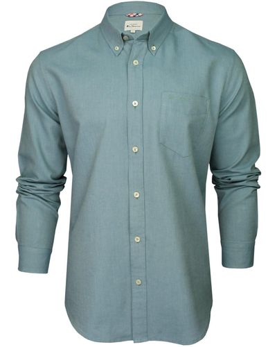 Ben Sherman S Oxford Shirt Long Sleeved - Blue