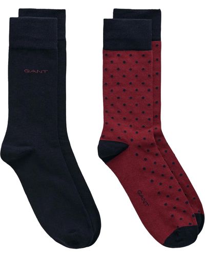 GANT 2-pack Solid And Dot Socks Burgundy - Red