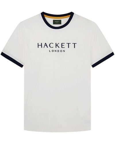 Hackett Heritage Caic Hort Eeve T-hirt - White