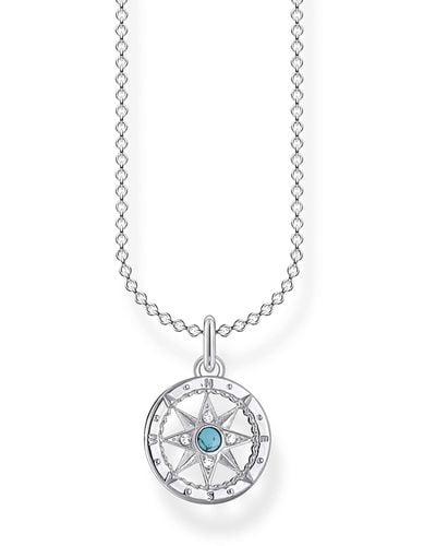 Thomas Sabo Sterling Silver Compass Necklace Of Length 38-45cm - Metallic