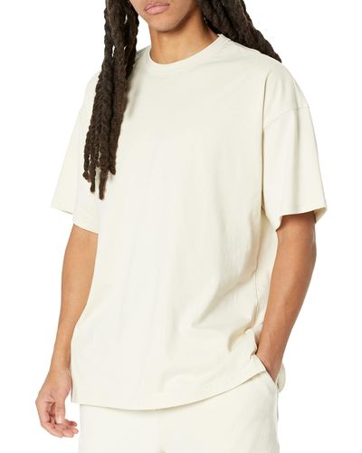Amazon Essentials Kurzärmliges Oversize-T-Shirt aus Schwerer Baumwolle - Natur