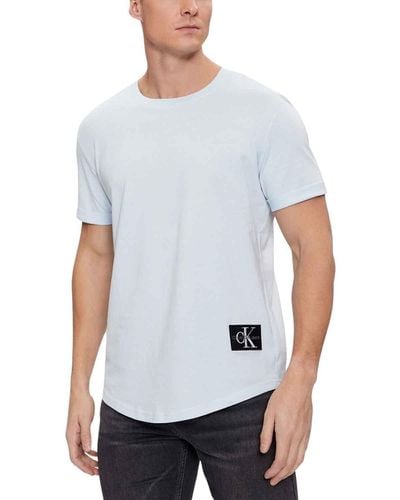 Calvin Klein Jeans Badge Turn Up Sleeve J30j323482 S/s Knit Tops - White