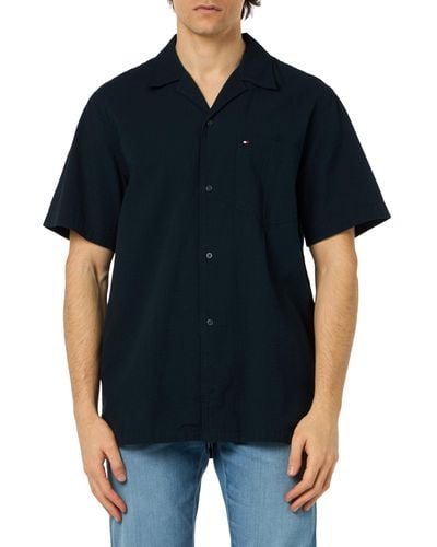 Tommy Hilfiger Seersucker Solid Shirt S/s Mw0mw35211 Casual - Black