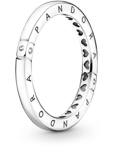 PANDORA Ring "Logo & Herz" silber - Mettallic