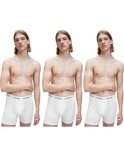 Calvin Klein Lote de 3 Boxers de algodón elástico Ropa Interior de Hombres - Blanco