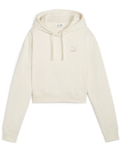 PUMA Better Classics Cropped Hoodie Sweatshirt - White