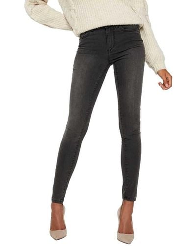 Vero Moda Tanya Mid Rise Skinny Jeans In Grey - Black