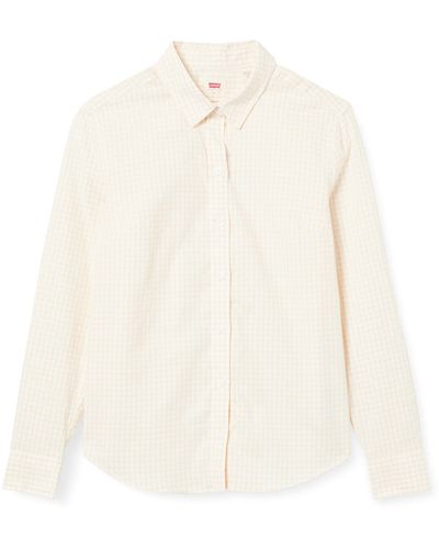 Levi's New Classic Fit Bw Shirt Shirt Janey Check Peach Puree - White