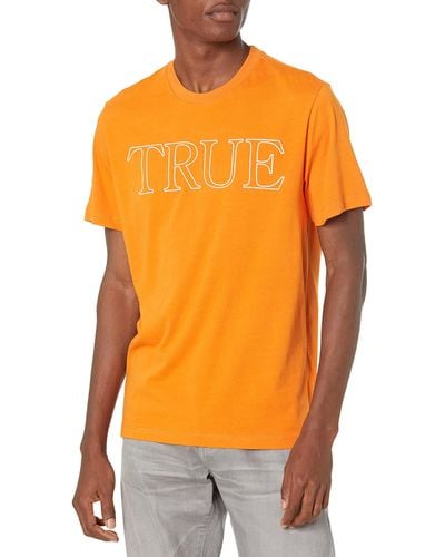 True Religion Outline Short Sleeve Crew Neck Tee - Orange