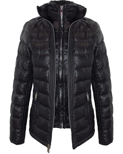 Michael Kors Michael Black Double Zip Packable Jacket with Hidden Hood Down Fill - Schwarz