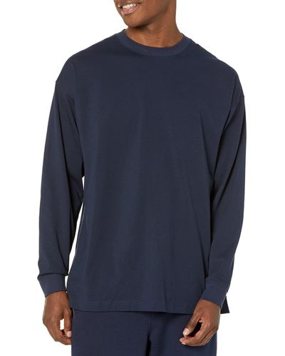 Amazon Essentials T-Shirt Oversize a iche Lunghe 100% Cotone Biologico Uomo - Blu